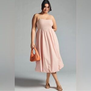 Maeve Pink Babydoll Bubble Midi Dress Small Wedding Guest Spring Feminine Fairy